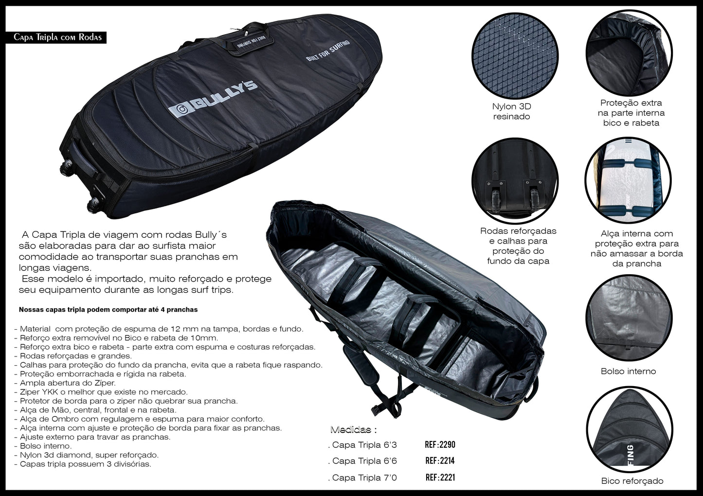 Capa Bullys Tripla para viagem Importado