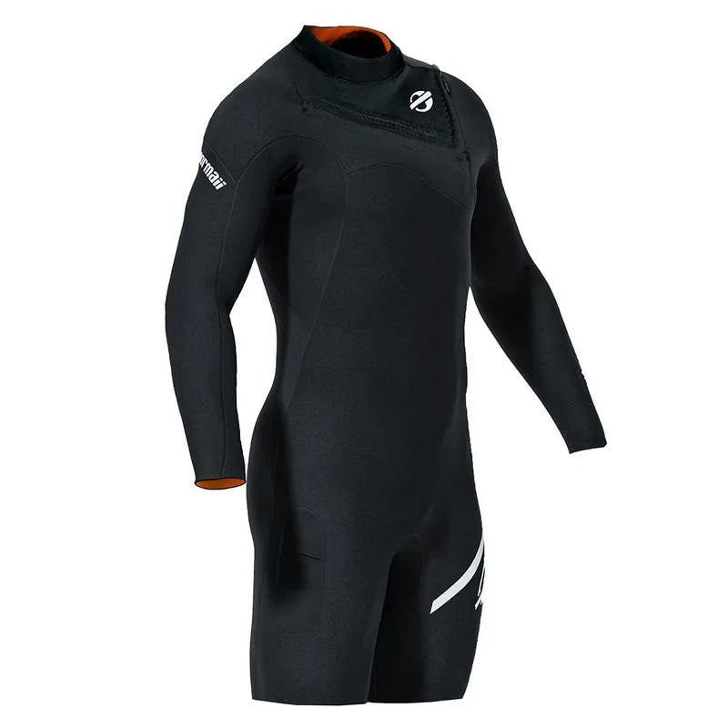 Short john Mormaii Manga Longa Chestzip 1mm Flexxxa Pro Surf Preto