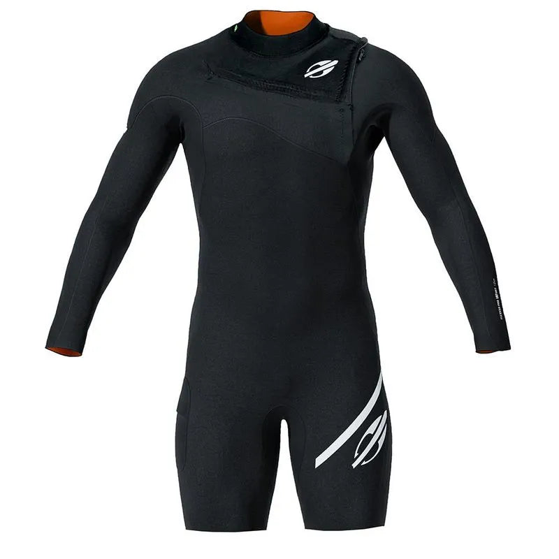 Short john Mormaii Manga Longa Chestzip 1mm Flexxxa Pro Surf Preto