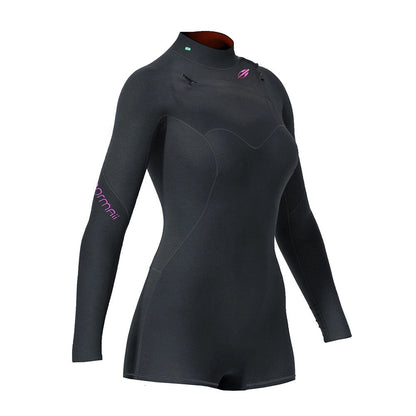 Short John Mormaii manga longa chestzip 1mm feminino diva pro uv-suit surf Preto