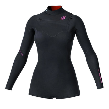 Short John Mormaii manga longa chestzip 1mm feminino diva pro uv-suit surf Preto
